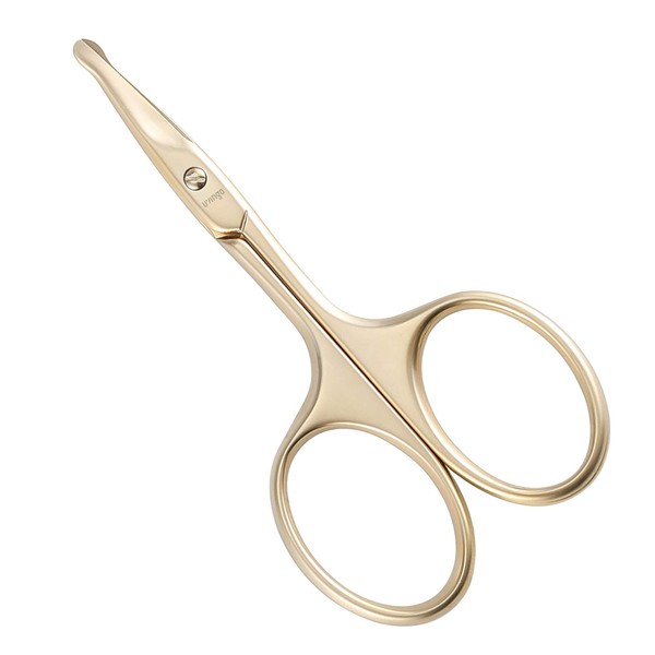 LIVINGO 3.75" Small Safety Facial Nose Hair Scissors, Curved Blade