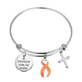 CENWA - Pulsera de concienciación Naranja con Cinta de concienciación para supervivientes, Regalo de Guerrero de Leucemia Be Stronger Than The Storm Leucemia