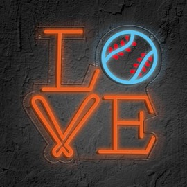 QIXCOZTI Baseball Neon Sign for Baseball Lovers Birthday and Christmas Gifts,Dimmable Neon Light USB for Baseball Enthusiast Bedroom Man Cave Beer Bar Wall Dormitory Decor (Baseball)