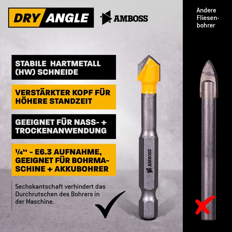 Anvil DryAngle Diameter 4 mm Tile Drill, Glass Drill, Ceramic