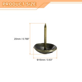 sourcing map Upholstery Tacks Nail Pins Furniture, 50Pcs 16x20mm Thumb Tack Pins Assortment Kit Carbon steel for Home Sofa DIY Decorative Nail Heads Nails, Yellow Bronze