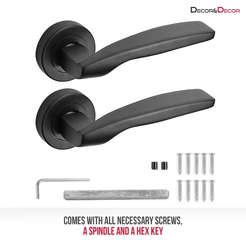 Decoranddecor Solitude Matt Black Door Lever Handles On 54mm Rose