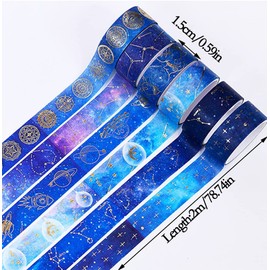 Set of 12 Masking Tape, BetterJonny Gold Foil Stamping Washi Tape Creative Ner Scrapbooking Wrapping Gift for DIY Arts Crafts Gift Wrapping Decoration