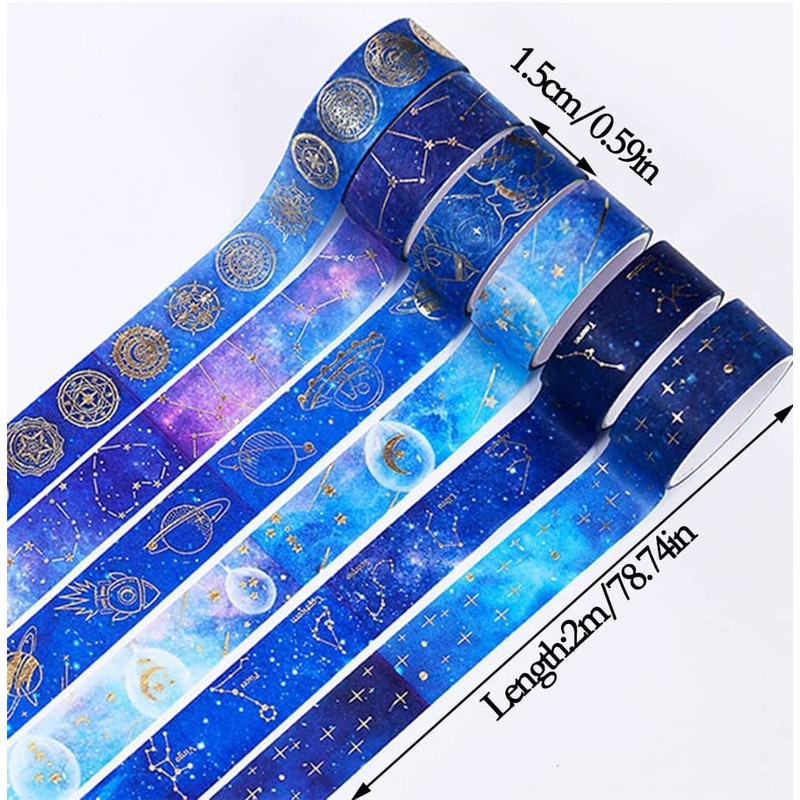 Set of 12 Masking Tape, BetterJonny Gold Foil Stamping Washi