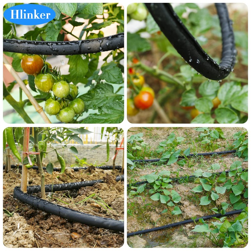 Hlinker Flat Soaker Hose 50 FT for Garden Beds, 50Ft
