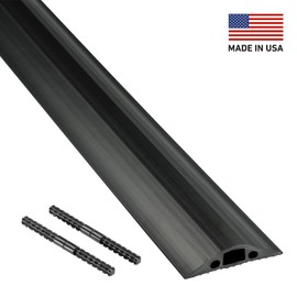 D-Line 30ft Floor Cord Cover, Made in USA Linkable Cable Protector, Hide Extension Cords, Protect Cords, Prevent Cable Trips, Cord Hider, Heavy Duty - Cord Cavity = 0.56" (W) x 0.35" (H) - Black