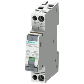Siemens 5SV13166KK10 FI/LS Compact RCBO 1P+N 6kA TypA 30mA B10 230V, Residual Current and Overload Protection in 1TE (50% Space Saving)