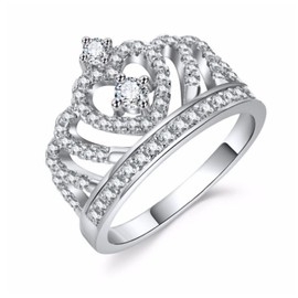 UKQBUNX 925 Sterling Silver Women's Crown Princess Queen Ring Slightly Inlaid with Diamond Zircon CZ Women's Precious Heart-Shaped Jewelry Jewelry Jewelry Size 6-10 (Size 8)