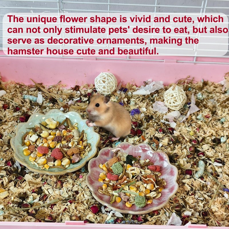 4PCS Ceramic Hamster Food Dish,Sunflower Guinea Pig Food Bowls 4.5in