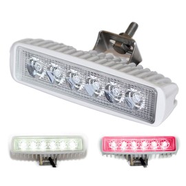 Wave One Marine Dual Color LED Boat Spreader Light Deck Flood Beam Stainless Hardware & Bracket IP68 Waterproof Multicolor Bright High Lumen Output (White Housing, White & Red)
