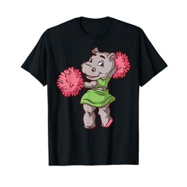 Cartoon Hippo Cheerleader Cute Character For Kids T-Shirt