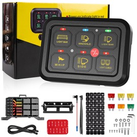 6 Gang Switch Panel with Electronic Relays, Universal Circuit Control Relay System, with Automatic Dimmable On-Off LED Switch