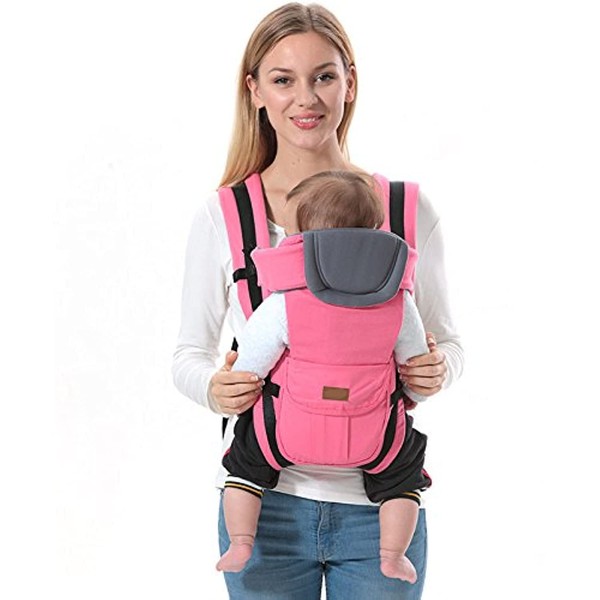 ThreeH Baby Carrier Backpack Cotton & Polyester 3 Carry Positions for Newborns BC08,Pink