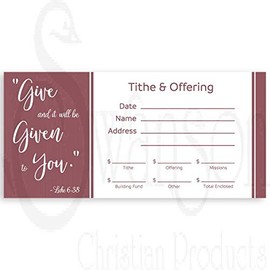 Church Offering Envelopes - Cash Envelopes For Tithes And Offering - Give (NIV Scripture) - Pack of 100