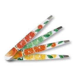 Nippes Citrus Cosmetic Tweezers Lemon | Slant Tip | Stainless Steel | Colourful Varnished | 9 cm Long | Fine Tweezers | Tweezers Eyebrow Plucking