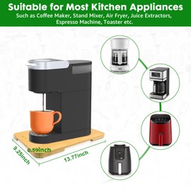 Appliance Slider 360° Rolling Tray for Coffee Maker Bamboo Coffee Pot Slider Tray Countertop Rotation Sliding Tray with Wheels, Kitchen Small Appliances Mat Easily from Under the Cabinet(9.25"×13.44")