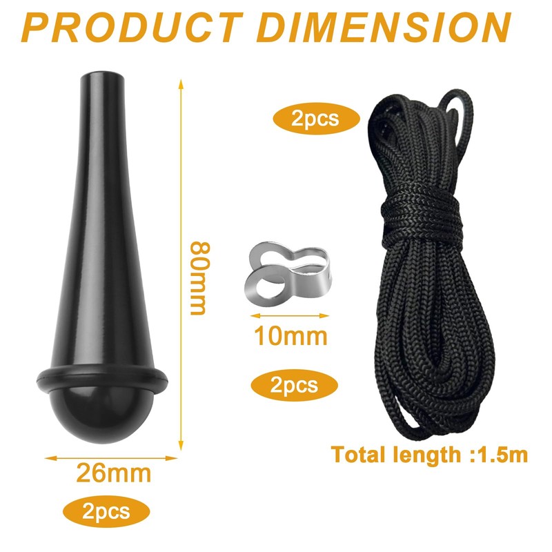 TXErfolg 2 Pack Bathroom Light Pull Cord Handle Black Rubber