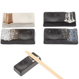 BESTonZON 4pcs Ceramics Chopsticks Rests Hand Painted Japanese Style Chopsticks Holder Spoon Forks Chopsticks Rests Rack