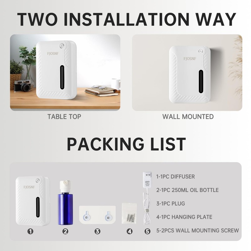 2026 Oil Diffuser Waterless 2200 Sq.Ft, Bluetooth&WiFi APP Control, 250ml