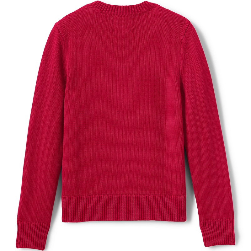 Lands' End Uniform Cotton Modal Button Front Cardigan Red Kids