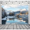 Loccor 5x3ft Fabric Winter Mountain River Backdrop Snow Landscape Snowy