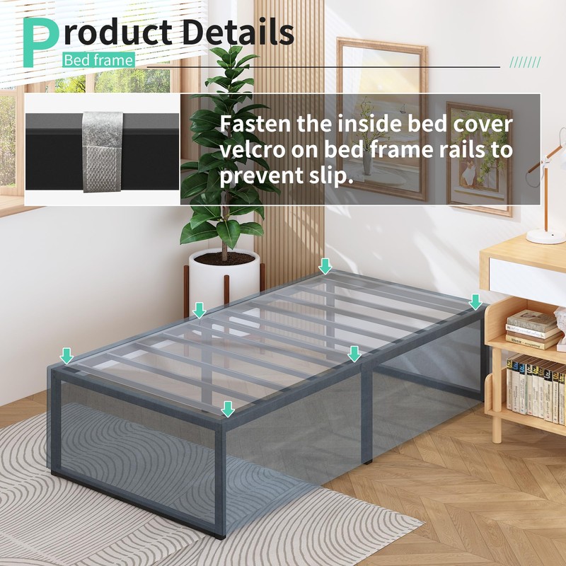 Lutown-Teen 18 Inch Twin XL Bed Frames with Fabric Bed
