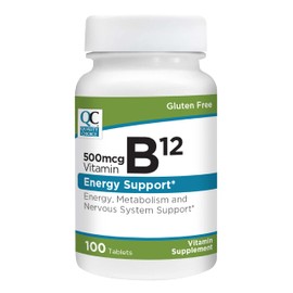 Quality Choice Vitamin B12 500 MCG, Energy, Metabolism, & Nervous System Support Supplement 100 Count Bottle of Tablets