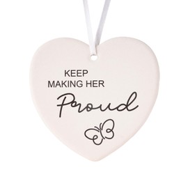 Rislobx Keep Making Her Proud Ceramic Heart Keepsake, Sympathy Gift, Memorial Bereavement Remembrance for Loss of Mom, Grandmother, Women, Loved One