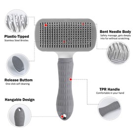 Lollimeow Self Cleaning Slicker Brush for Dog & Cat, Pet Brush for Shedding Haired Cats, Puppy Deshedding Brush, Cat & Dog Grooming Brush, Cat Comb for Kitten Massage, Pet Supplies Accessories