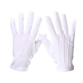 XURJUMI 1 pair of white gloves, white gloves, men/women, costume with decorative stitching, cotton gloves, fabric gloves for dance gloves, White