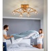 AMZASA Modern Crystal Chandelier,Gold Semi Flush Mount Ceiling Light Antique