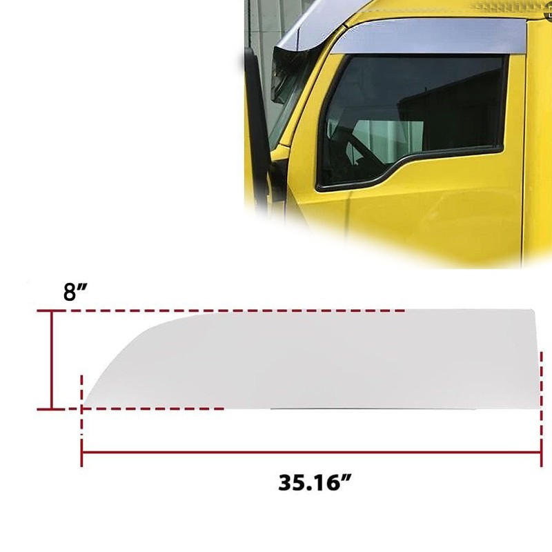 2PCS for 2013+ Kenworth T680/T880 Stainless Steel 8" Chopped Window