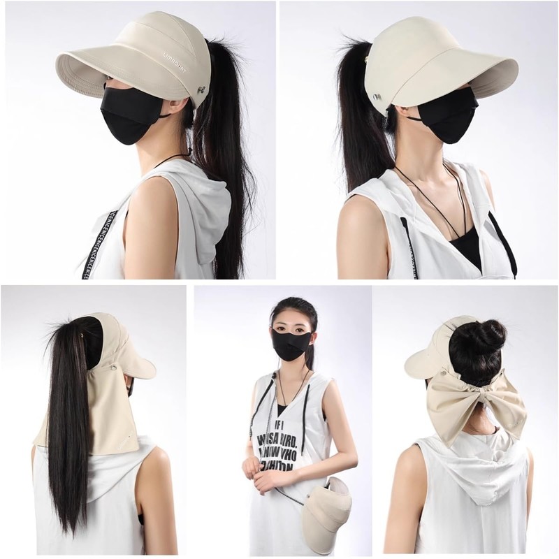 Weuiean BBKY-68 Women's Hat, 3-Way Multi Style, Neck Flap, Removable