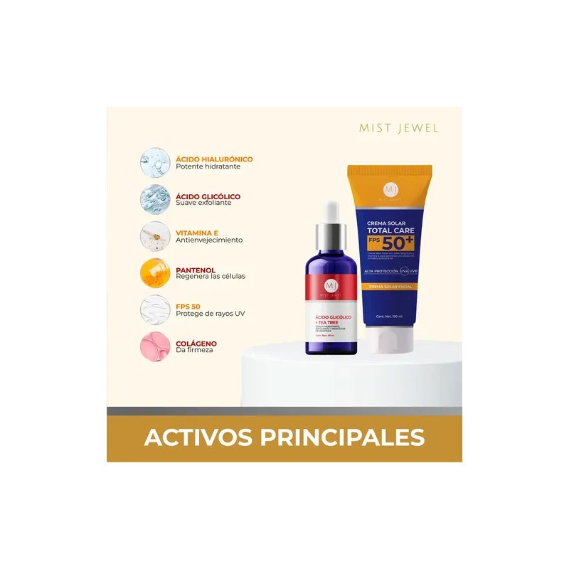 Kit Peeling Perfecto Exfoliación Serum Glicólico + Protector