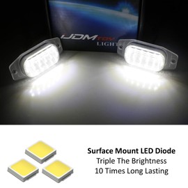 iJDMTOY OEM-Fit 3W Full LED License Plate Light Kit Compatible With Toyota 2007-2014 FJ Cruiser, 1991-1997 Land Cruiser FJ80, Lexus 1996-1998 LX450, Powered By 18-Piece Xenon White LED Diodes