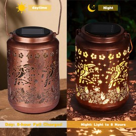 Solar Garden Lanterns, Outdoor Lights Ornaments Decor Hanging Path Waterproof Moroccan Birthday Gifts Balcony Pathway Outside Mothers Day Butterfly Solar Garden Lanterns (Hawaii)