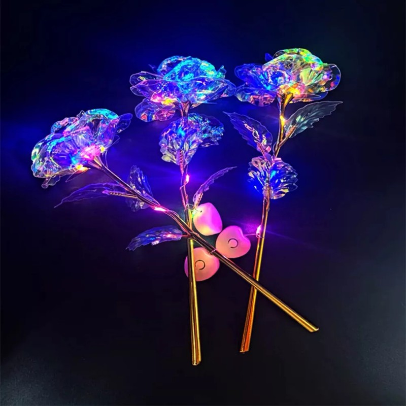 Rosa Led Lov Tornasol Regalo Mamá San Valentin Novia Caja