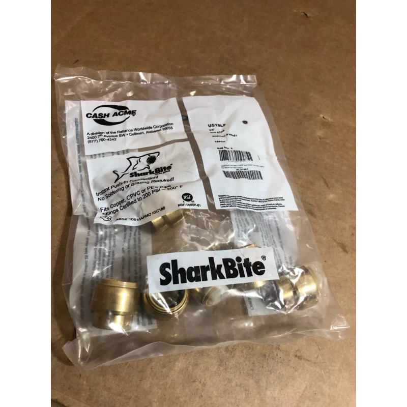SHARKBITE U518LF, 6-PACK, BRASS END STOPS, 3/4" , PUSH-TO-CONNEC