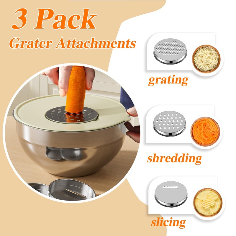Winproper Mixing Bowls with Lids Set, 6 PCS Stainless Steel