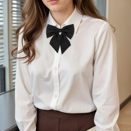 HJZHII Pack of 2 Bow Ties for Women, Pre-Tied Adjustable Bow Tie for Women, Plain Black Bow Ties for Costume Uniform, Cosplay Shirt, black