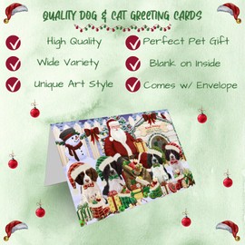 Christmas Dog House Springer Spaniel Dog Note Cards - Adorable Pets Invitation Cards with Envelopes - Pet Artwork Christmas Note Cards (1 Note Card)