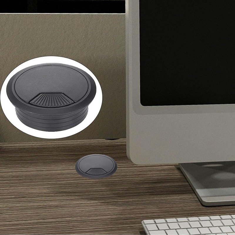 Pack of 4 Desk Cable Grommets, 80 mm Cable Hole