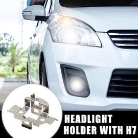 Unifizz H7 LED Silver Tone Headlight Bulbs Retainer Metal Lights Adapter Base Holder Socke for VW Sagitar for Car