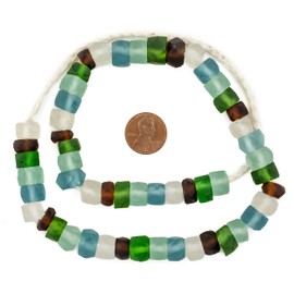 TheBeadChest Earth Mix Faceted Recycled Java Sea Glass Beads - Full Strand of Faceted Bottle Glass Beads | Approximately 48 Beads
