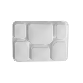 Pooja Bazar 6 Compartment White Party Thali Plates (50 Pack)
