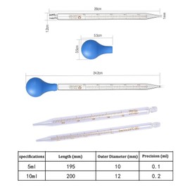 Pipettes, 2Pcs Dropper, Droppers for Oils, Glass Dropper, Graduated Dropper Lab Pipettes Dropper Glass Liquid Pipette with Big Rubber Hat and Cleaning Brush, Pipette Transfer for Liquid Essential Oil