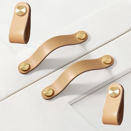 HY HUIJUN Leather Handles, Furniture, Pack of 2 Handmade Furniture Handles, Leather Knobs, Cupboard Handles, Knobs for Leather Handle, Kitchen Cupboards, Cabinets