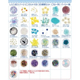 Princess-style Resin Filled Nail Parts with Tweezers Set of 35 (Blue Type)