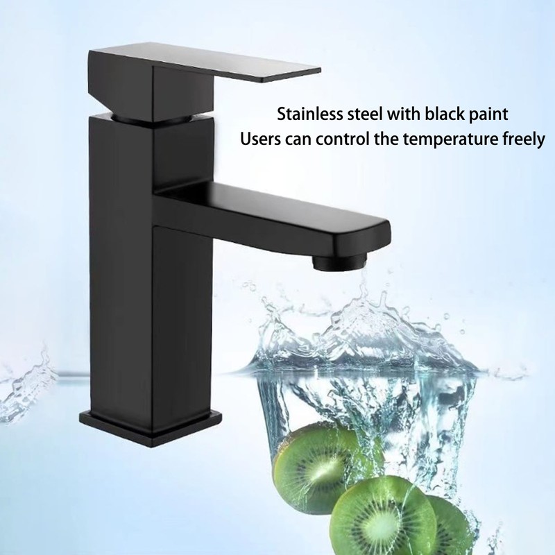 Basin Faucet Stainless Steel Surface Black Baking Paint Bathroom Sink