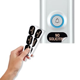 XANGNIER Small No Soliciting Sign for House,6 Pack No Soliciting Sign for Home Tiny Size Weatherproof Sticker for Video Doorbell,1.2"X0.6",No Solicitation Signs for Front Door,Wall,Window (Black/Gold)